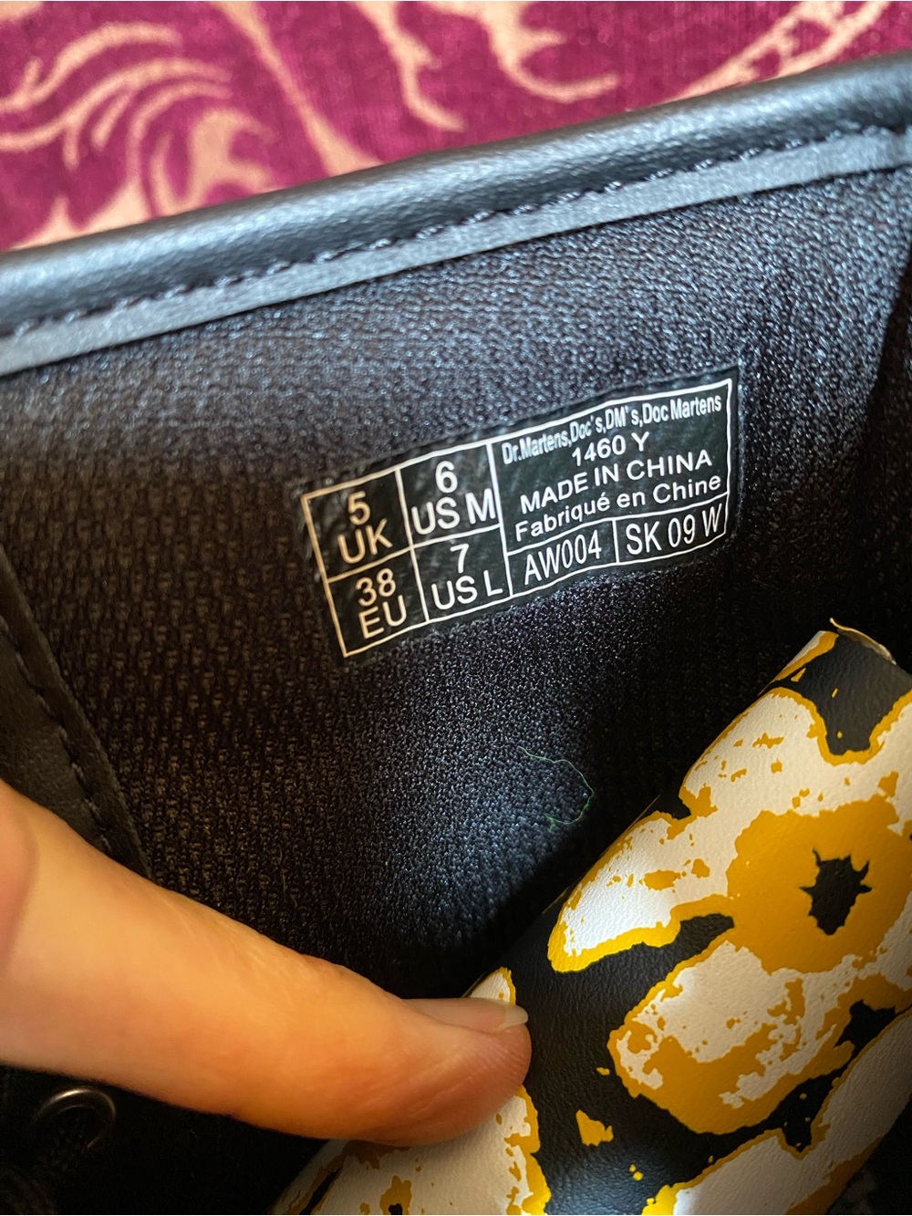 NIB Dr. Martens 1460 Floral MashUp Lace-Up Boots w/Side Zip-Black Multi US Wmn 7 - Picture 8 of 16